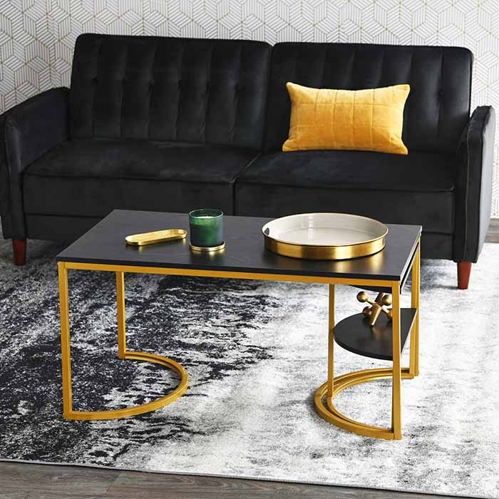 Dark coffee table and couch